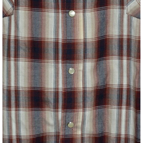 Plains Western Wear Big Man Brown Plaid Pearl Snap Long Sleeve Shirt Size 2X - Picture 4 of 10